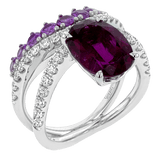 Rubellite Gemstone Color Ring in 18k Gold with Diamonds and Rubies - Simon G. Jewelry