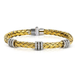 Woven Bangle in 18k Gold with Diamonds