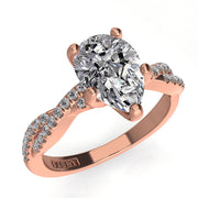 Oval Twist Diamond Engagement Ring 0.12ct