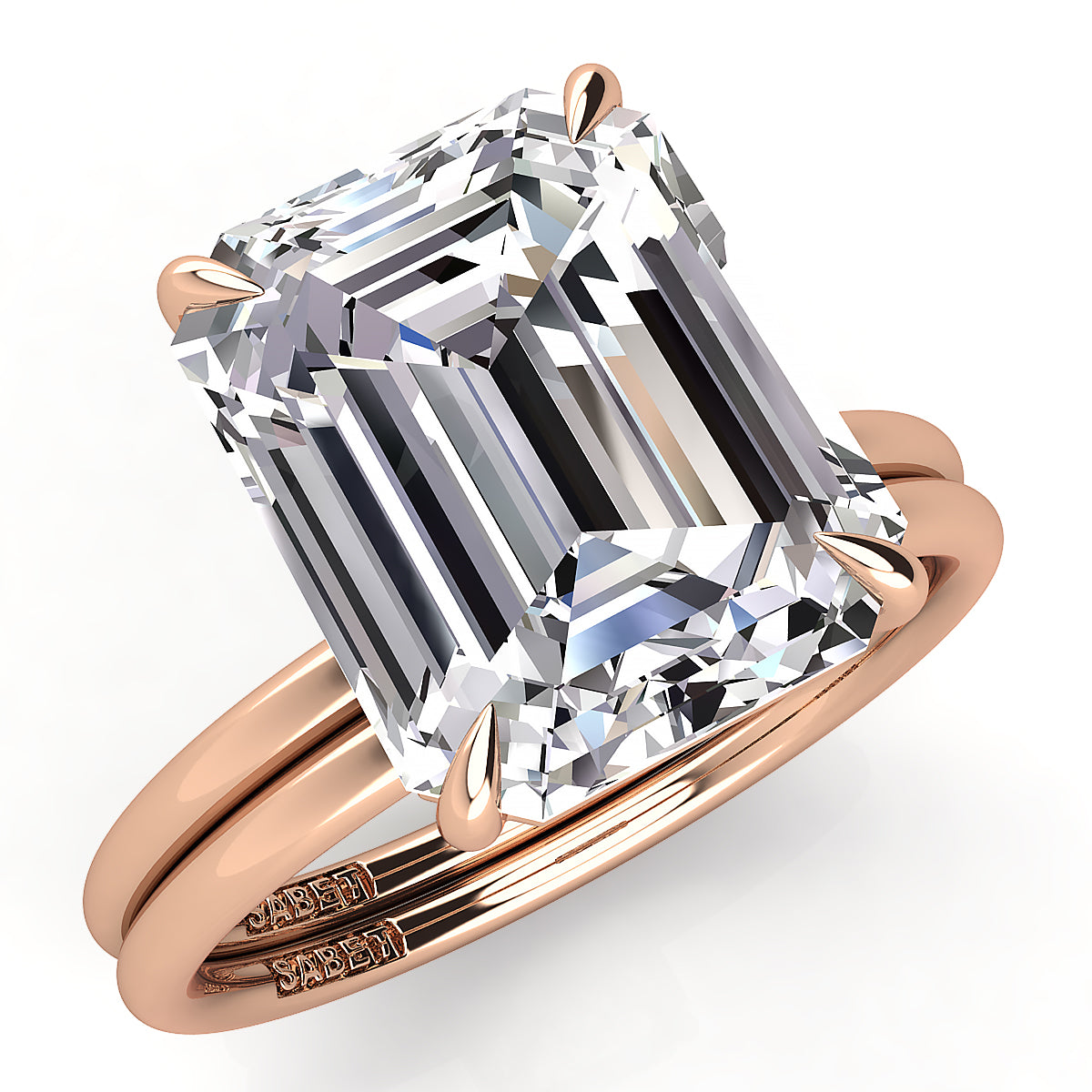 Emerald Pave Engagement Ring with Diamond Belt Set