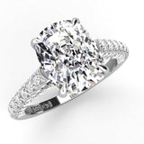Three Sided Long Cushion Diamond Engagement Ring .80ct