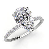 Pear Pave Diamond Solitaire Engagement Ring 0.21ct