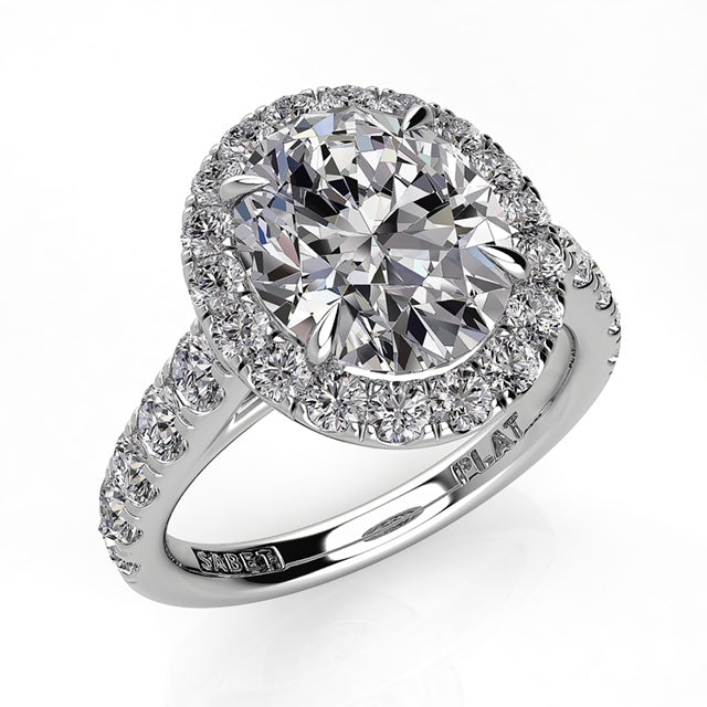 Oval Diamond Halo Engagement Ring 0.98ct