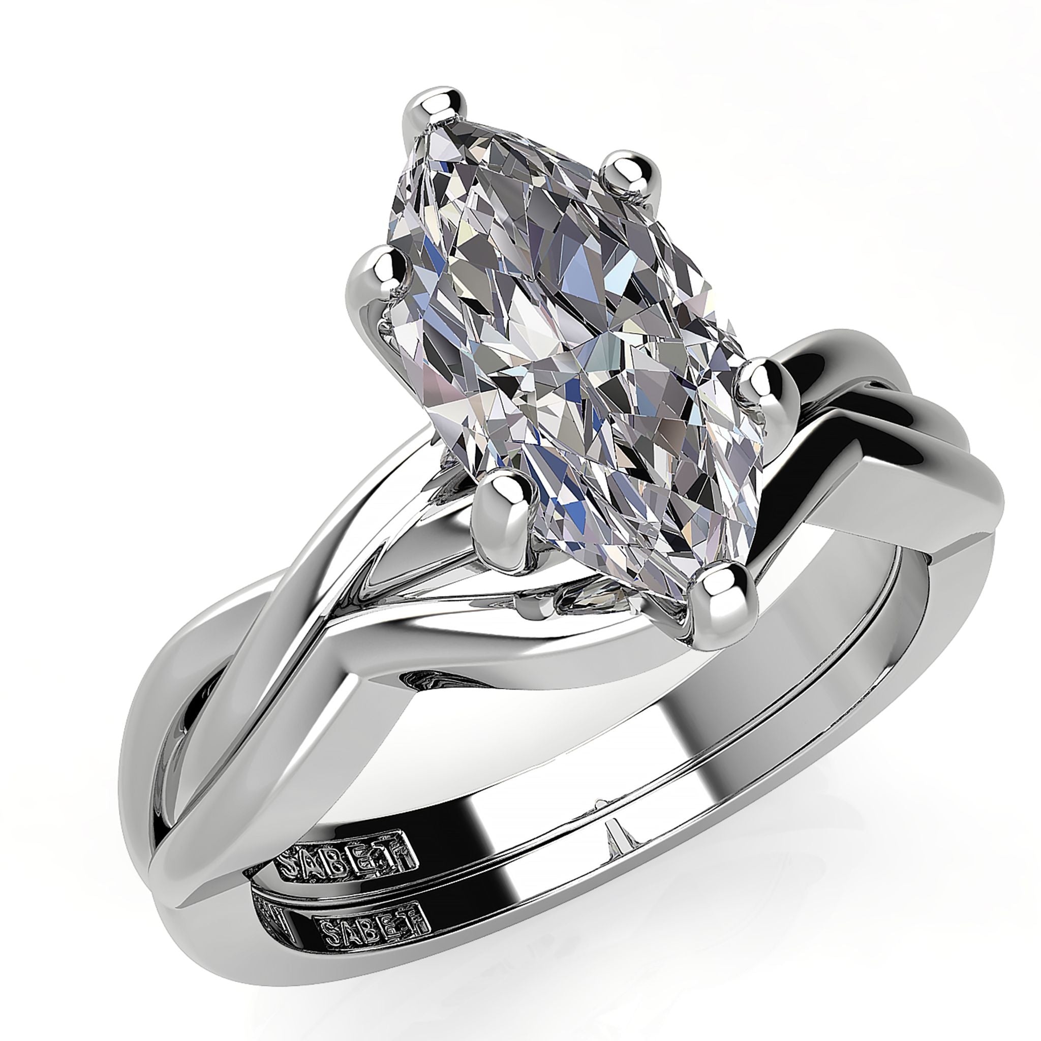 Marquise Twist Engagement Ring Set