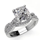 Cushion Twist Diamond Engagement Ring Set 0.22ct