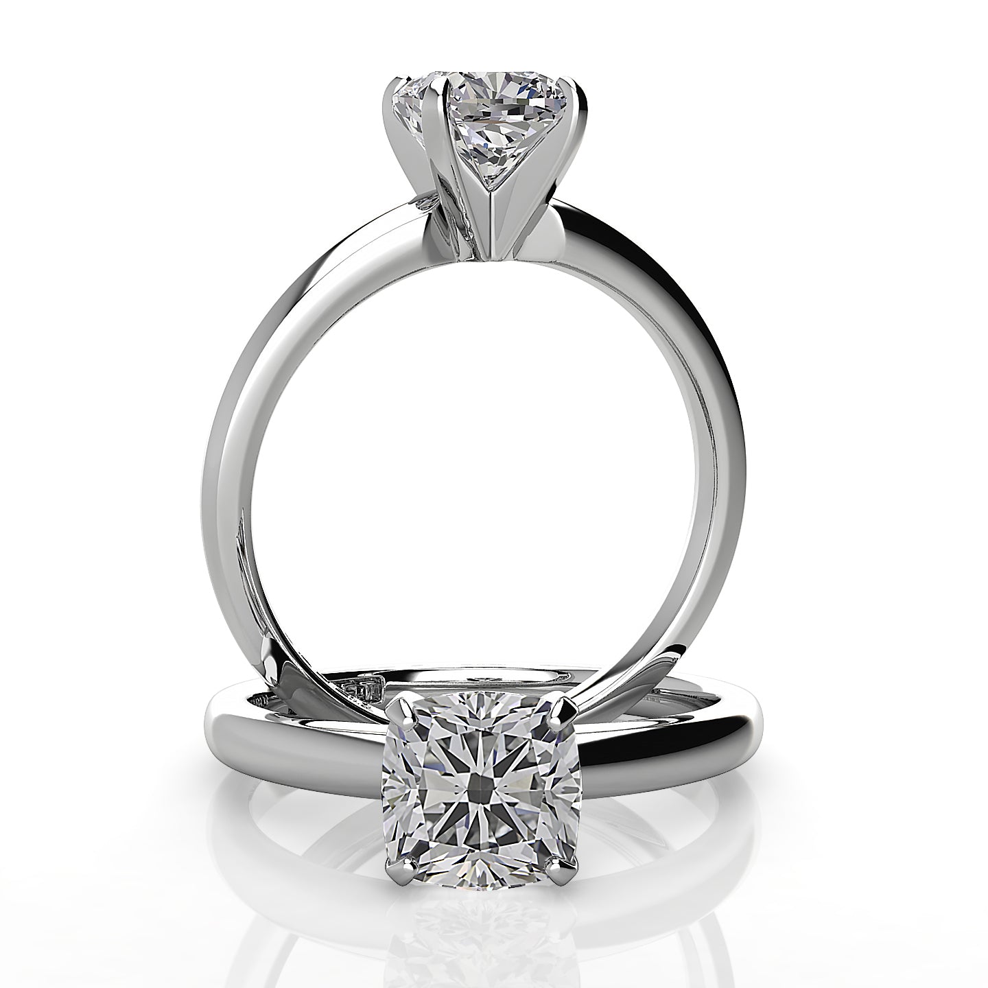2.20mm Comfort Fit Cushion Solitaire Engagement Ring