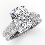 Three Sided Long Cushion Diamond Engagement Ring Set 1.36ct