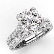 Three Sided Pave Round Diamond Engagement Ring Set 1.10ct