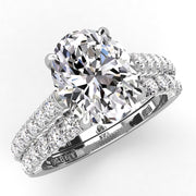 Three Sided Oval Diamond Engagement Ring Set 1.36ct