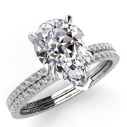 Solitaire Pear Diamond Engagement Ring Set