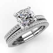 Cushion Diamond Engagement Ring Set