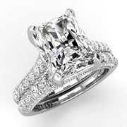 Three Sided Pave Radiant Diamond Engagement Ring Set 1.10ct