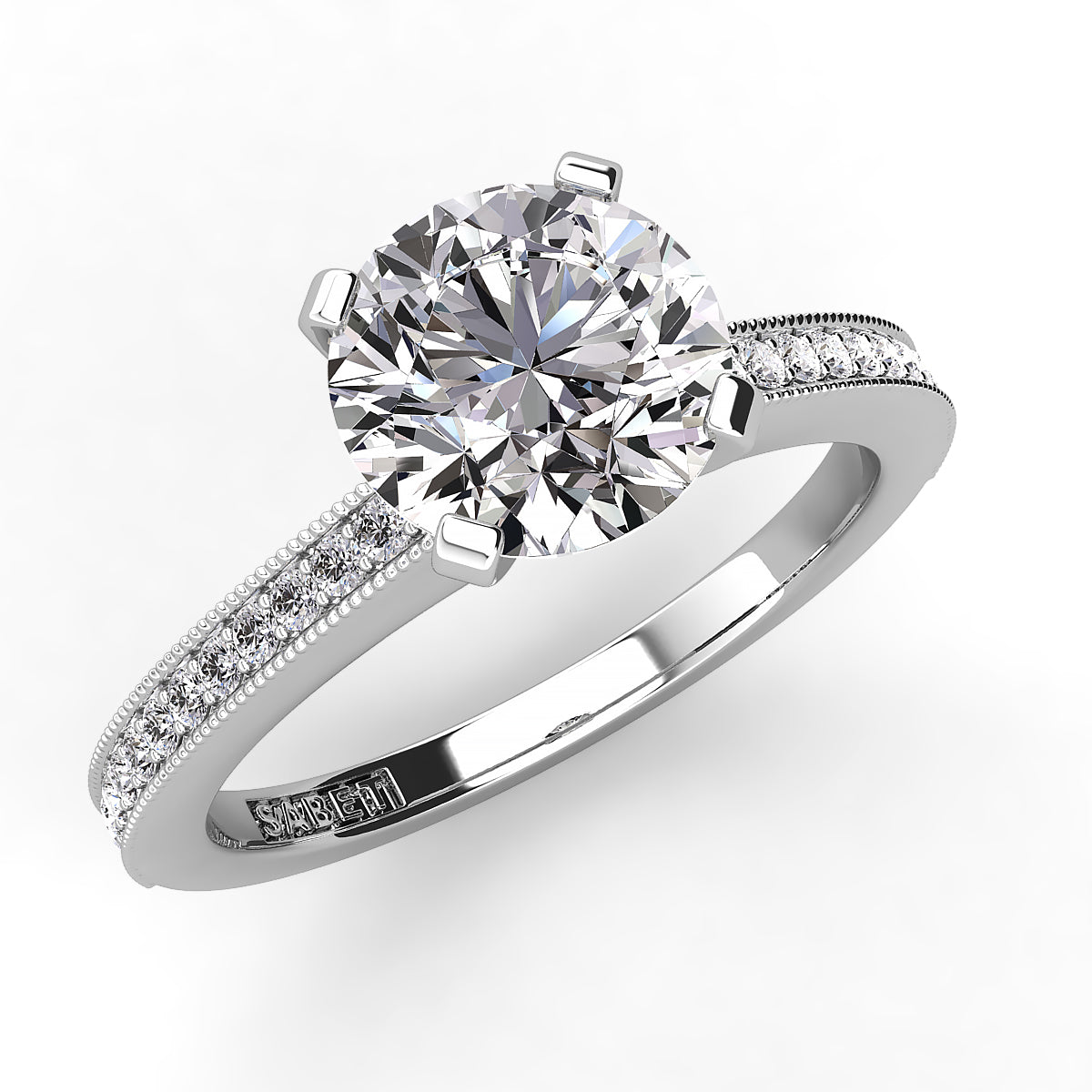 Round Diamond Engagement Ring Set .11ct with Milgrain