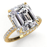 Emerald Diamond Engagement Ring Hidden Halo 0.34ct