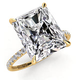 Radiant Pave Diamond Engagement Ring with Diamond Belt 0.21ct