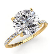 Round Pave Diamond Engagement Ring with Diamond Belt 0.21ct