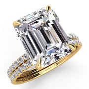 Emerald Pave Diamond Engagement Ring with Diamond Belt Set 0.40ct