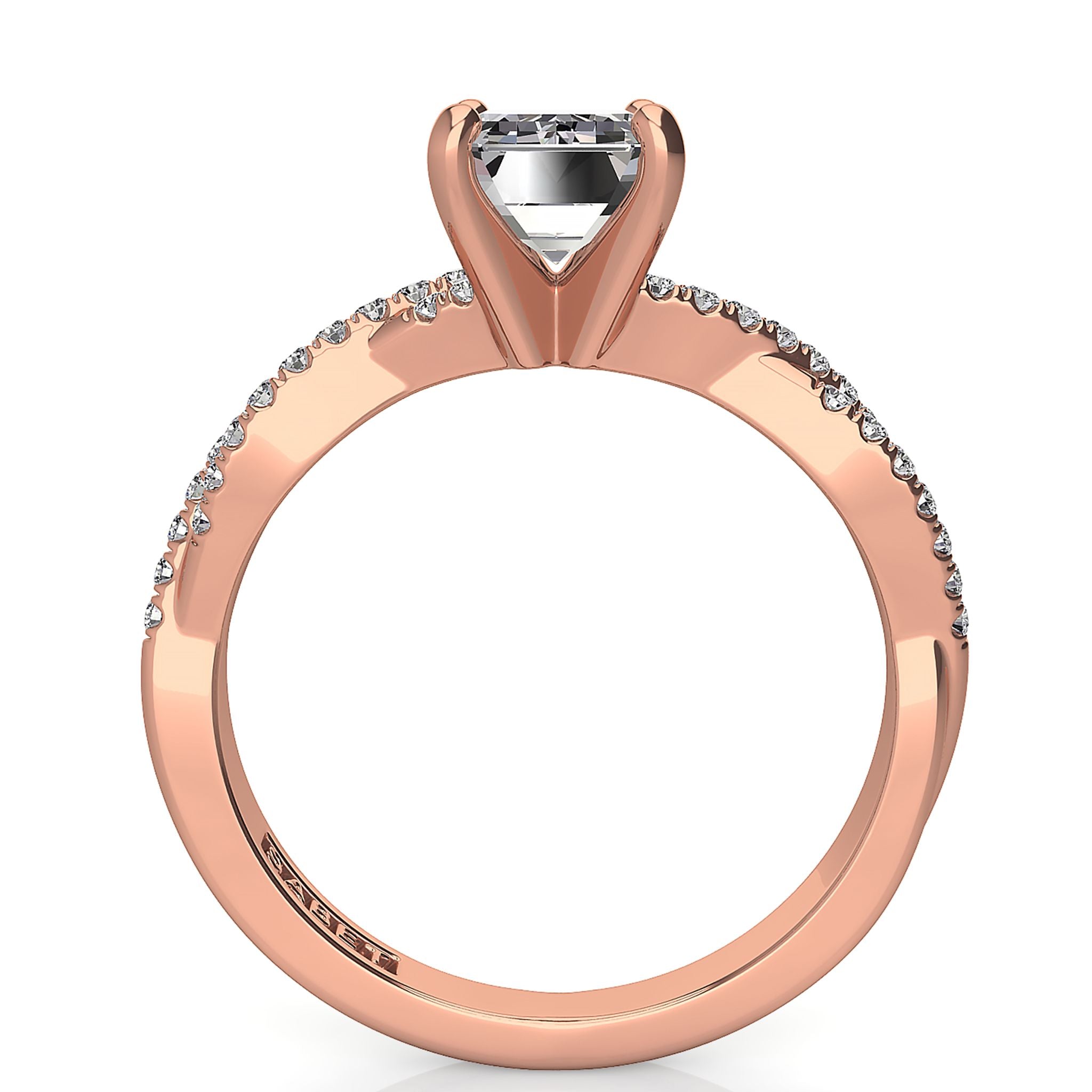 Emerald Twist Diamond Engagement Ring 0.12ct