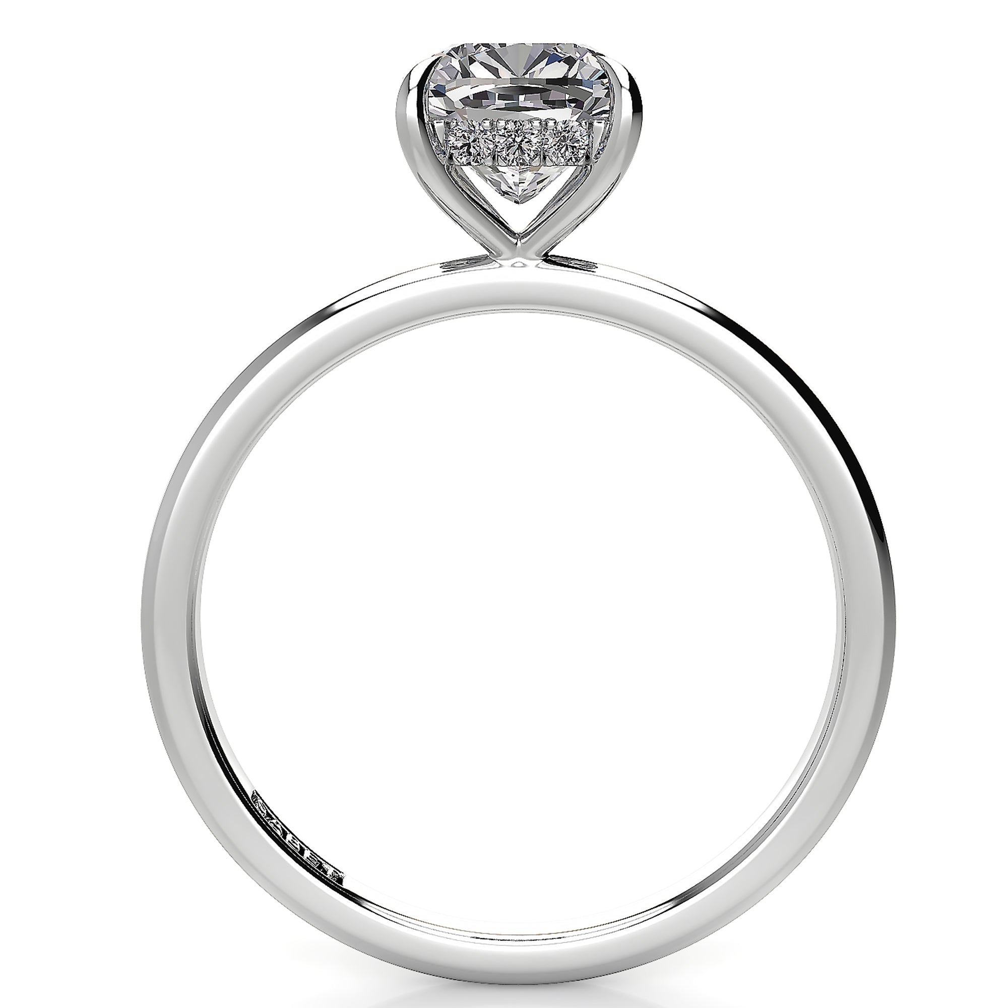 Solitaire Cushion Hidden Halo Engagement Ring
