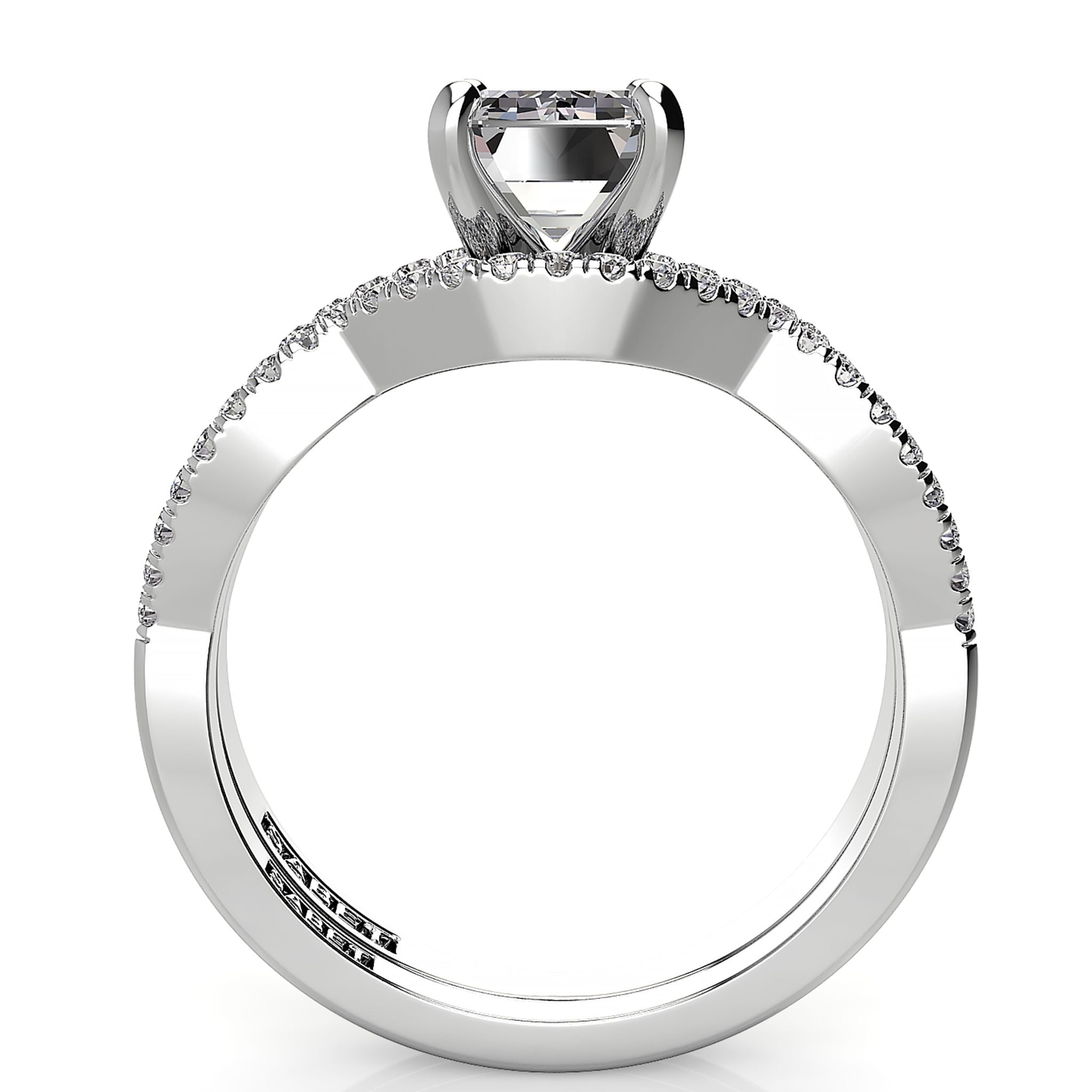Emerald Twist Diamond Engagement Ring Set 0.22ct