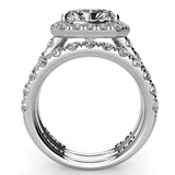 Radiant Diamond Halo Engagement Ring Wedding Band Set 1.79ct