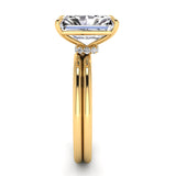Radiant Pave Diamond Engagement Ring with Diamond Belt Set 0.05ct
