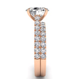 Three Sided Pave Oval Diamond Engagement Ring Set 1.33ct