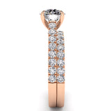 Three Sided Pave Round Diamond Engagement Ring 0.73ct
