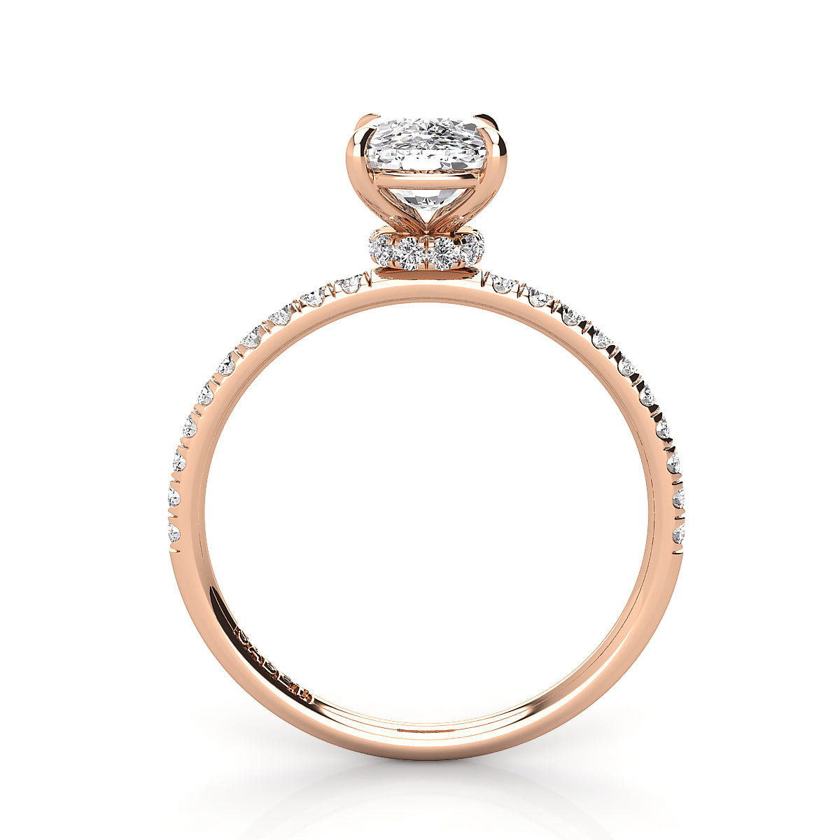 Cushion Pave Diamond Engagement Ring with Diamond Belt 0.21ct