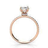 Emerald Pave Diamond Engagement Ring with Diamond Belt 0.21ct