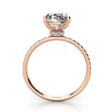Oval Pave Diamond Engagement Ring with Diamond Belt