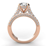 Three Sided Pave Round Diamond Engagement Ring Set 1.10ct