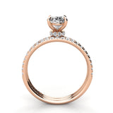 Oval Pave Diamond Engagement Ring with Diamond Belt Set 0.40ct
