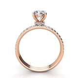 Round Pave Diamond Engagement Ring with Diamond Belt Set 0.40ct