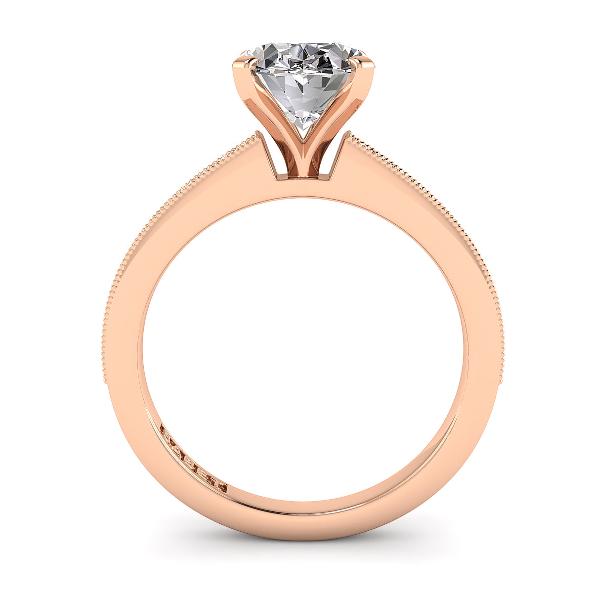 Oval Diamond Engagement Ring .11ct Milgrain