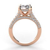 Three Sided Pave Radiant Diamond Engagement Ring 1.10ct