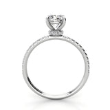 Round Pave Diamond Engagement Ring with Diamond Belt 0.21ct