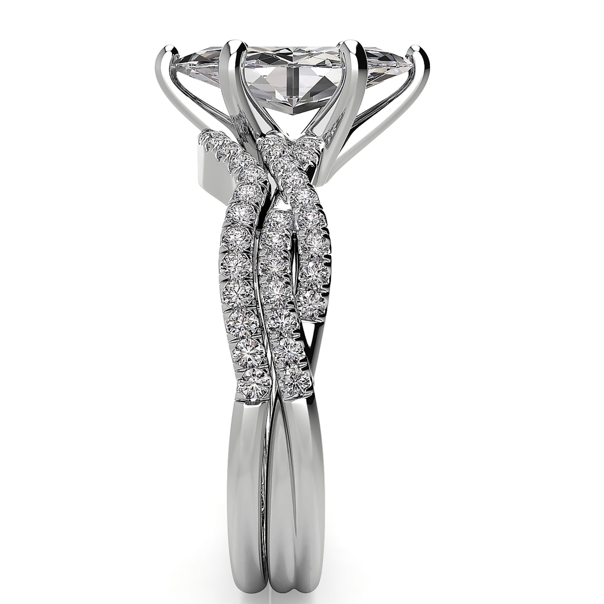 Marquise Twist Diamond Engagement Ring Set 0.22ct