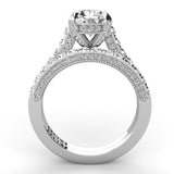 Three Sided Pave Round Diamond Engagement Ring Set 1.10ct