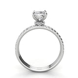 Cushion Pave Diamond Engagement Ring with Diamond Belt Set 0.40ct