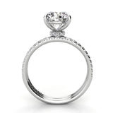 Round Pave Diamond Engagement Ring with Diamond Belt Set