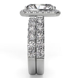 Radiant Diamond Halo Engagement Ring Wedding Band Set 1.79ct