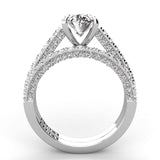 Three Sided Oval Diamond Engagement Ring Set 1.36ct