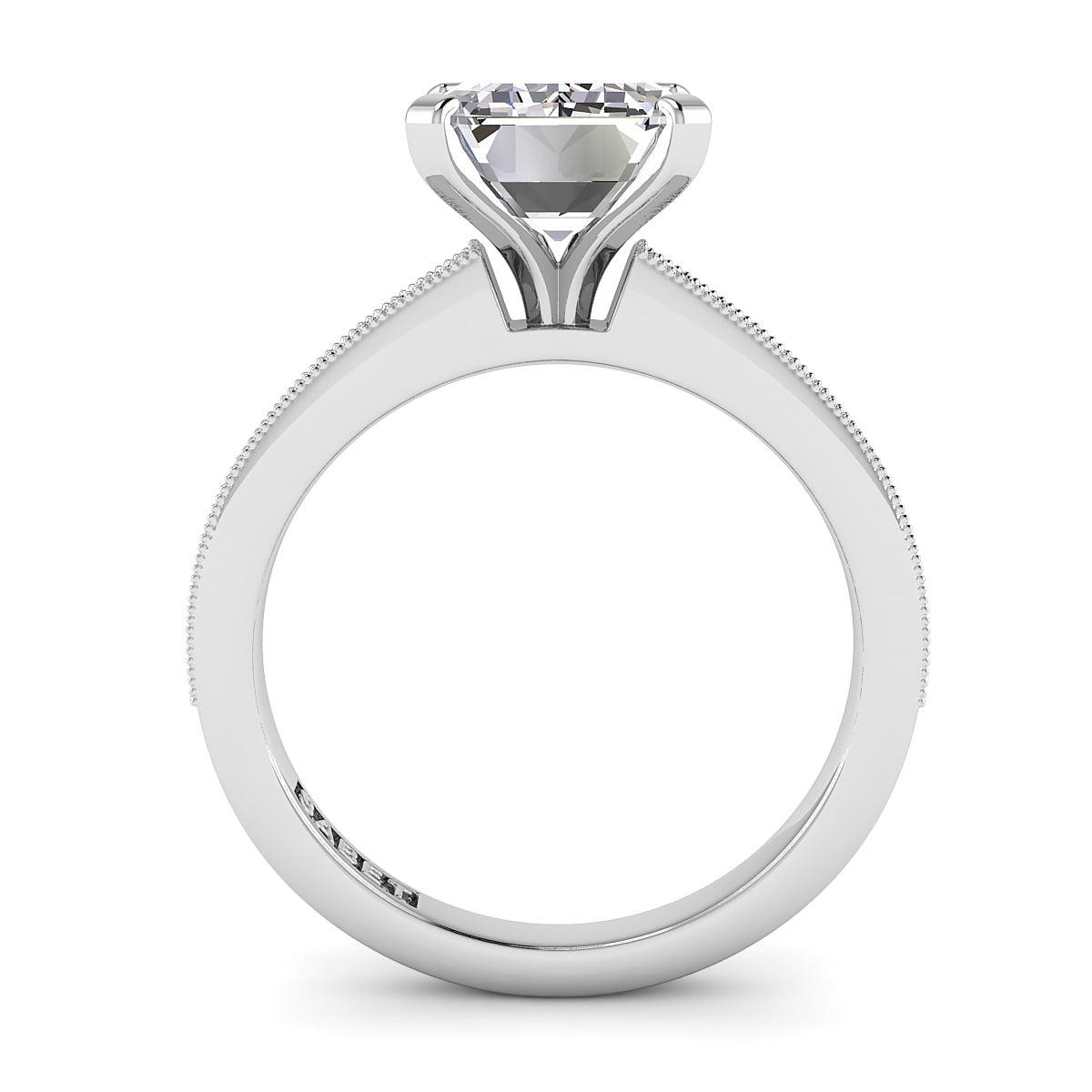 Emerald Diamond Engagement Ring .11ct Milgrain