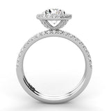 Round Outline Halo Diamond Engagement Ring Set .48ct