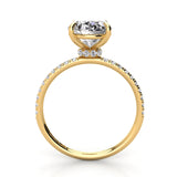 Oval Pave Diamond Engagement Ring with Diamond Belt