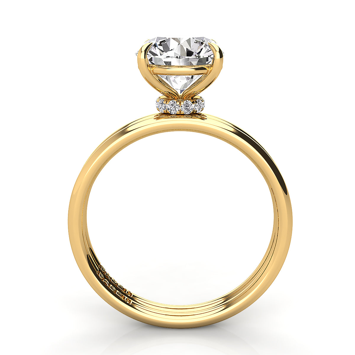 Round Pave Diamond Engagement Ring with Diamond Belt 0.05ct