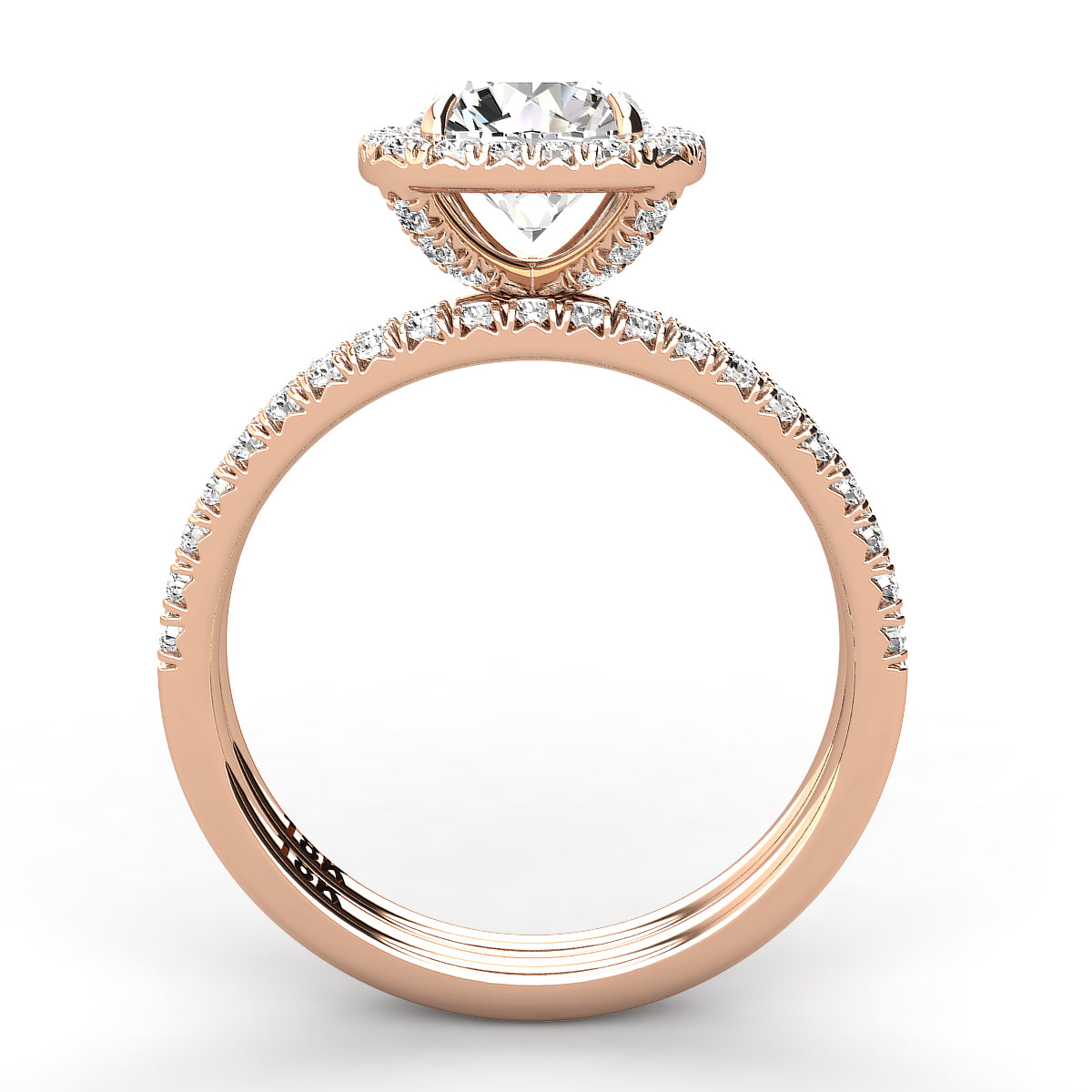 Cushion Outline Halo Diamond Engagement Ring Set .48ct