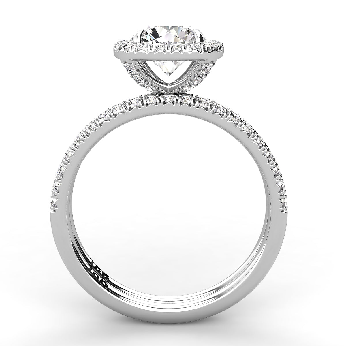 Cushion Outline Halo Diamond Engagement Ring Set .48ct
