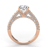 Three Sided Pave Cushion Diamond Engagement Ring 0.73ct